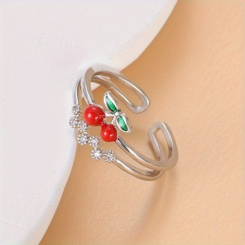 Double Layer Zirconia Cherry Ring